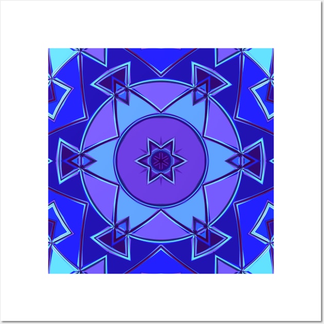 Cartoon Mandala Blue and Purple Wall Art by WormholeOrbital